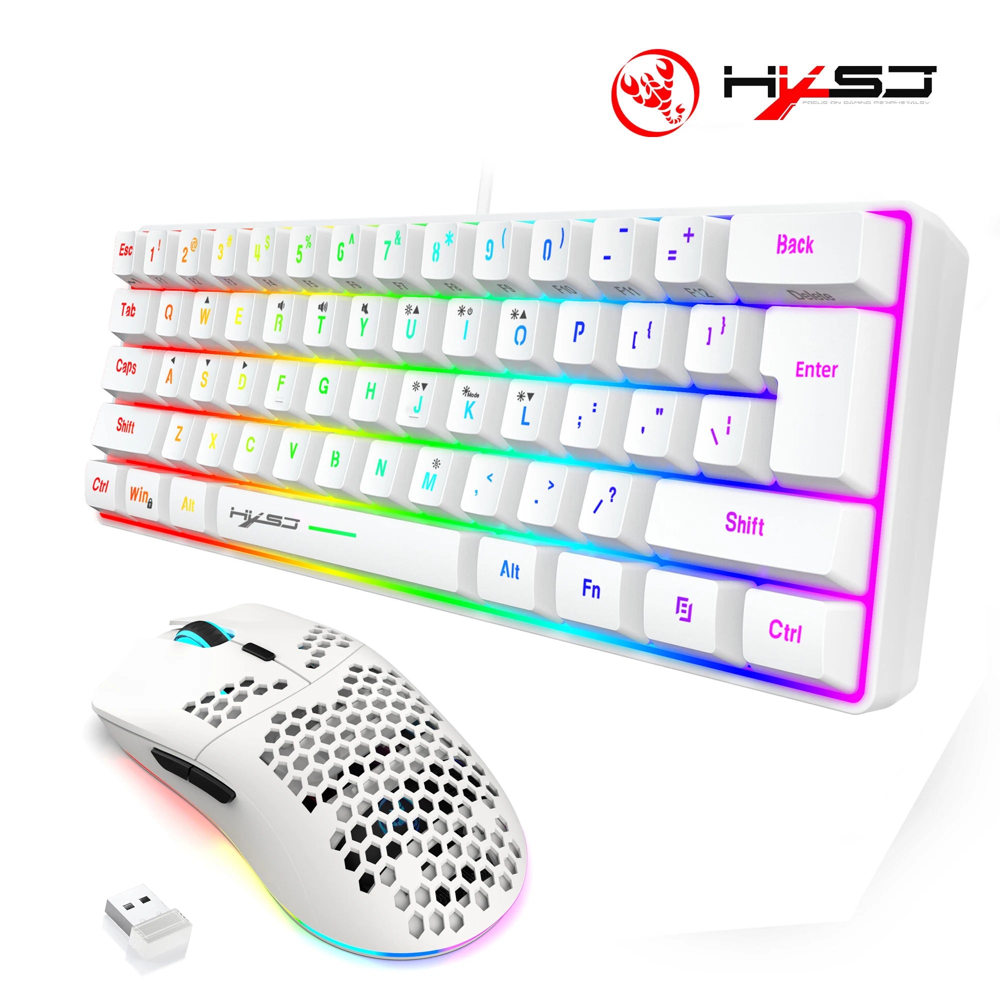 Hot sale 60% mini portable gaming keyboard and mouse combos wired keyboard ergonomic RGB backlit wireless mouse for laptop game