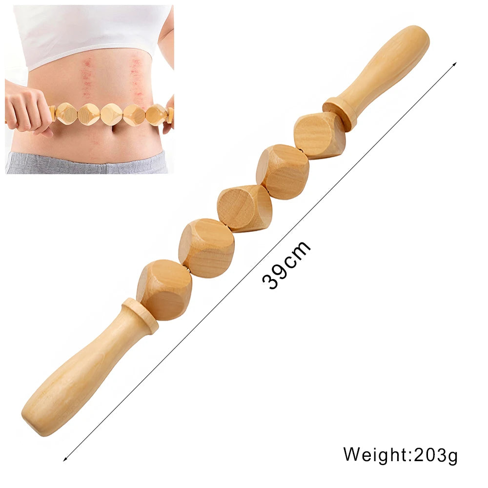 Wood Therapy Massage Tools Gua Sha Board Wooden Scraper Massage Rolls Lymphatic Drainage Tool for Release Cellulite Sore Muscle