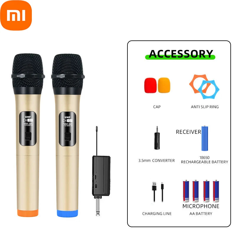 Xiaomi Wireless Microphone 2.4G UHF Fixed Frequency 2 Channels Handheld Micphone For Live Party Karaoke Professional Meeting