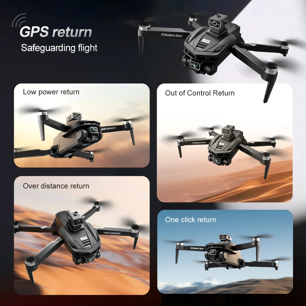 2025 New V168 Max Drone 8K Professional 5G GPS HD Dual Camera Photography 5KM Brushless Foldable Large Screen RC Quadcopter Toys