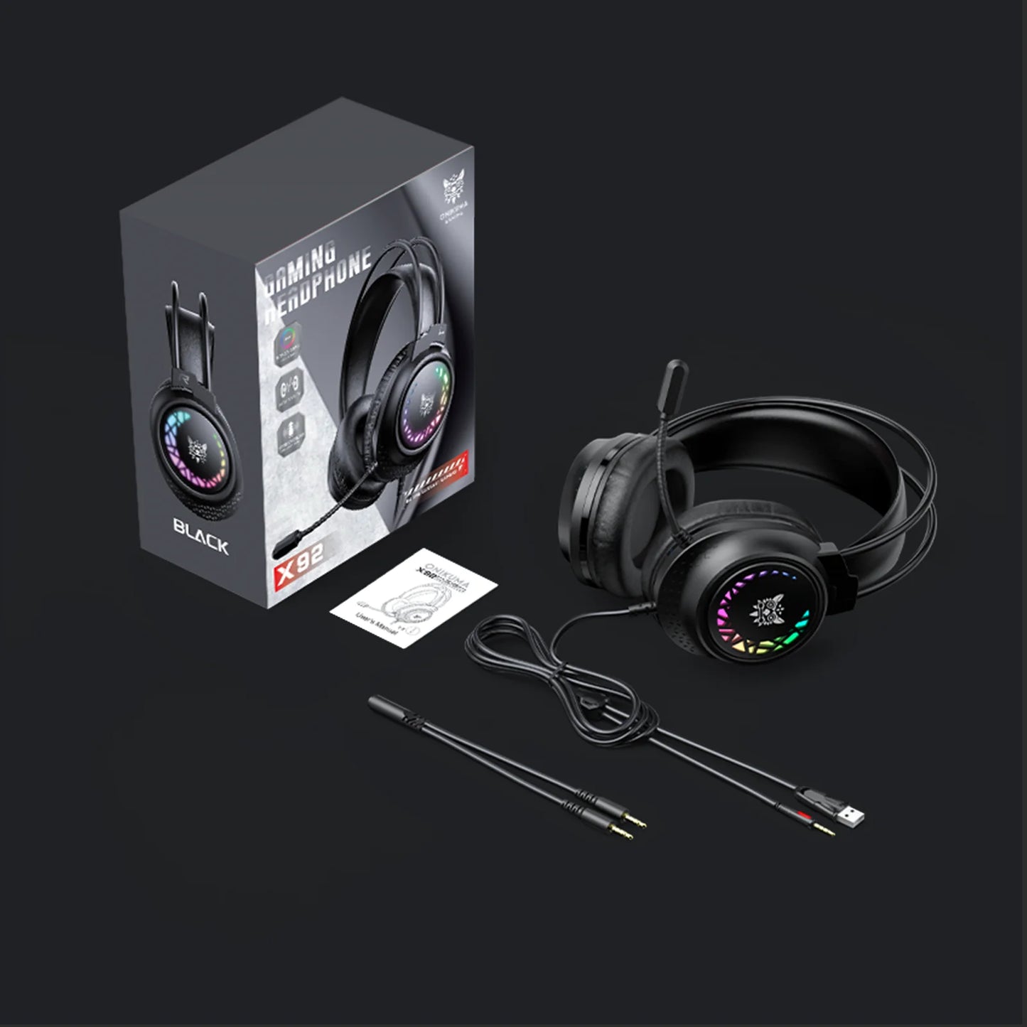 ONIKUMA X92 Gaming Headset Esports Package New FULL RGB Light Design Headphones with Mic Headphone for PC Gamer Game Accessories