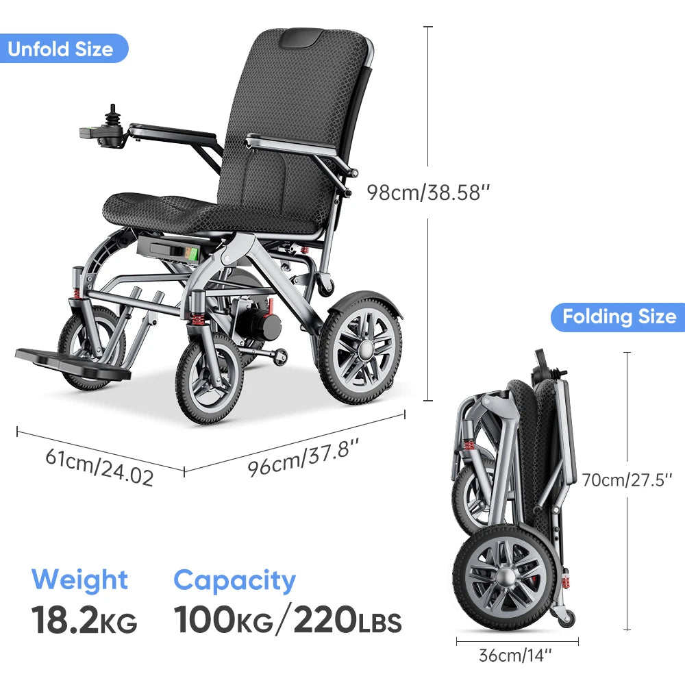 2025 Best Selling Lightweight Power Electric Wheelchair Portable Foldable Design with Big Wheels for Seniors Walkers