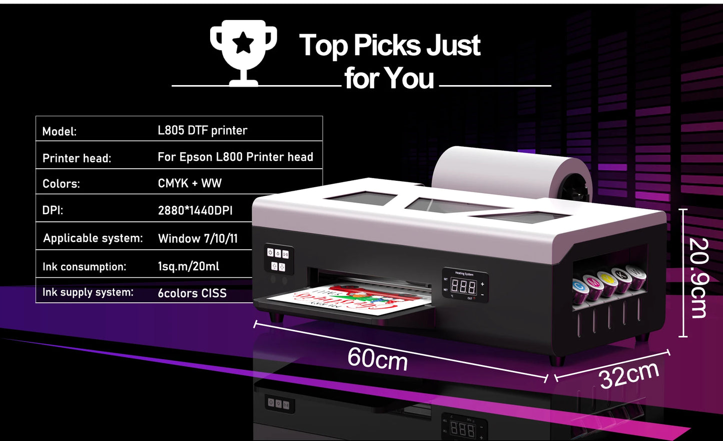 A4 DTF Printer For Epson L805 DTF Printer  Directly to Film Transfer Printer tshirt Printing Machine For Fabric Impresora dtf a4