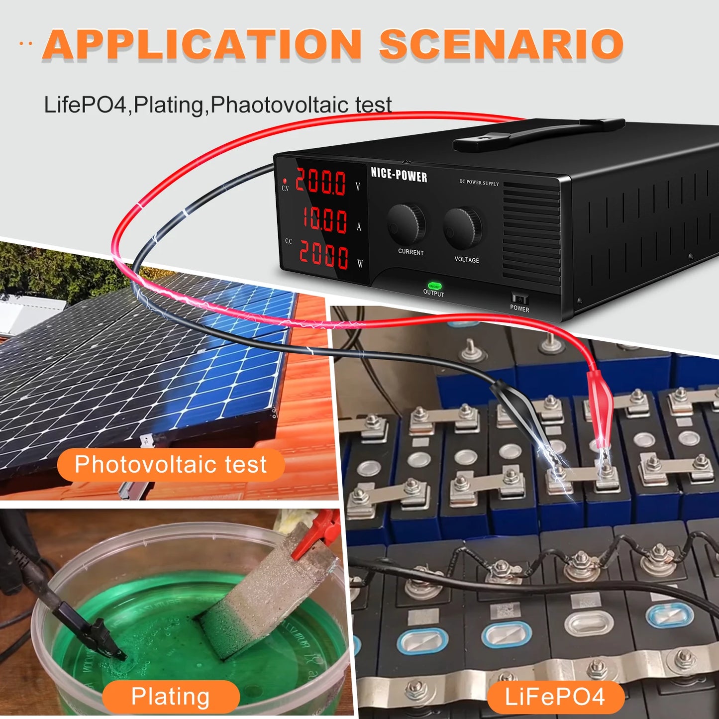 NICE-POWER 1200W 3000W DC Adjustable Power Supply Lab Bench Source 30V 60V 100V 200V 300V10A 30A 60A 80A 100A Voltage Regulator