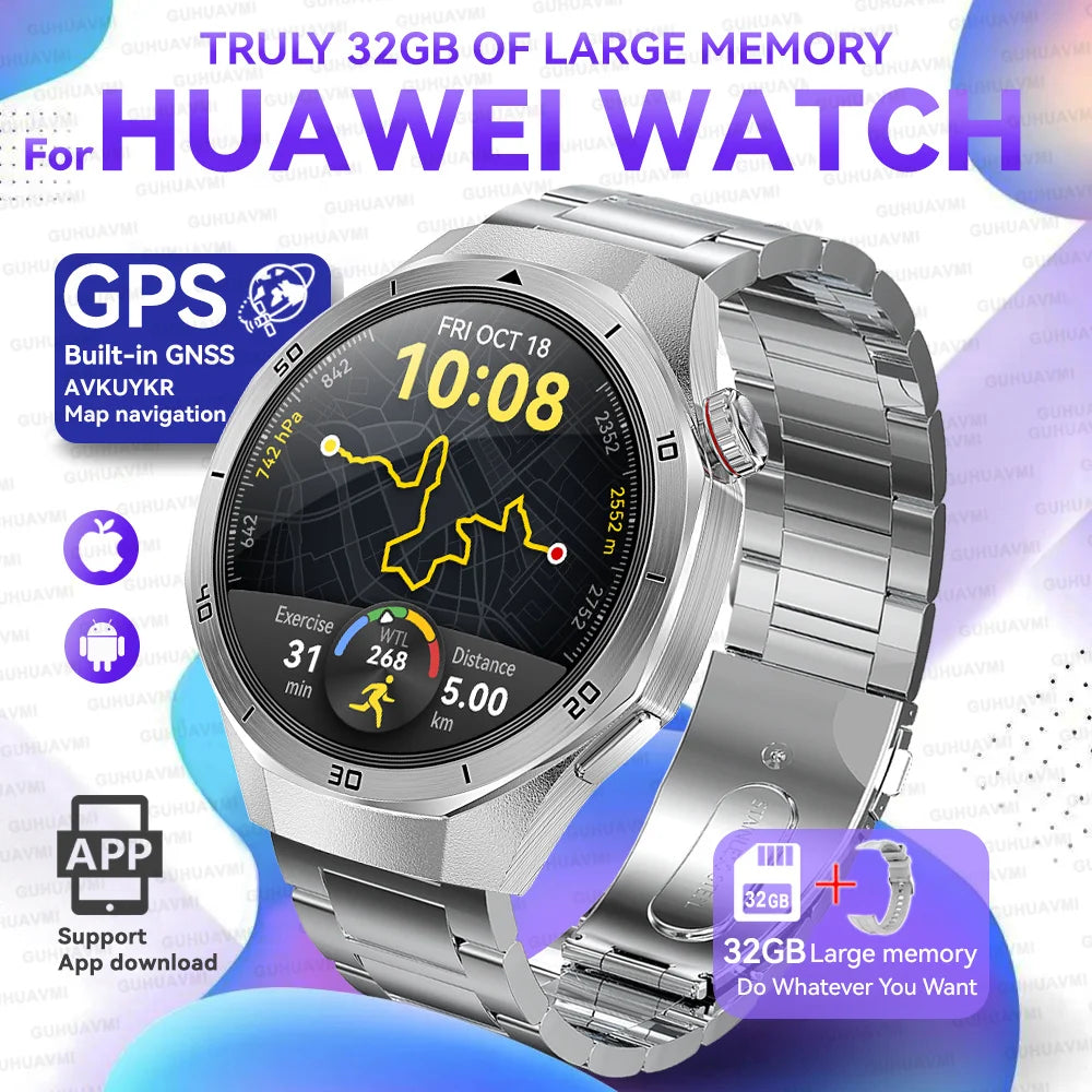 For HUAWEI GT 5 Pro 2025 New Smart Watches HD Sapphire Screen 32Gb Memory AGPS Navigation HD Video Bluetooth Call Smart Bracelet