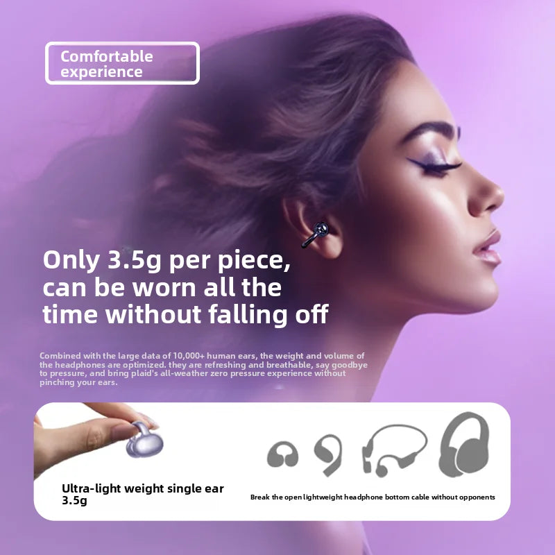 Open Ear Wireless Earphones 144 language Real Time Translator Ear Clip Earbuds Bluetooth Clip On OWS Sports Headphones HD Call