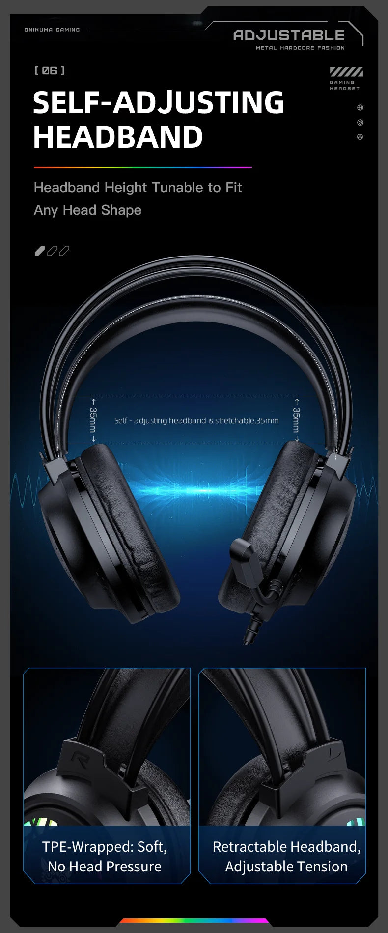 ONIKUMA X92 Gaming Headset Esports Package New FULL RGB Light Design Headphones with Mic Headphone for PC Gamer Game Accessories