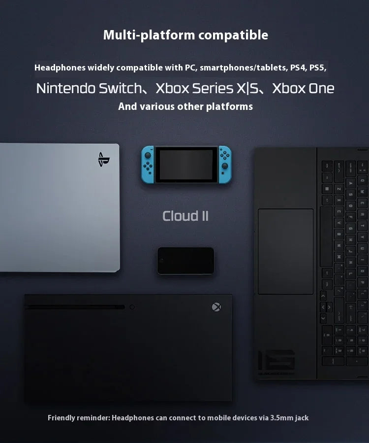 HyperX Cloud 2 II Gaming Headset Hi-Fi 7.1 Surround Sound Detachable 8 Microphone With USB sound card