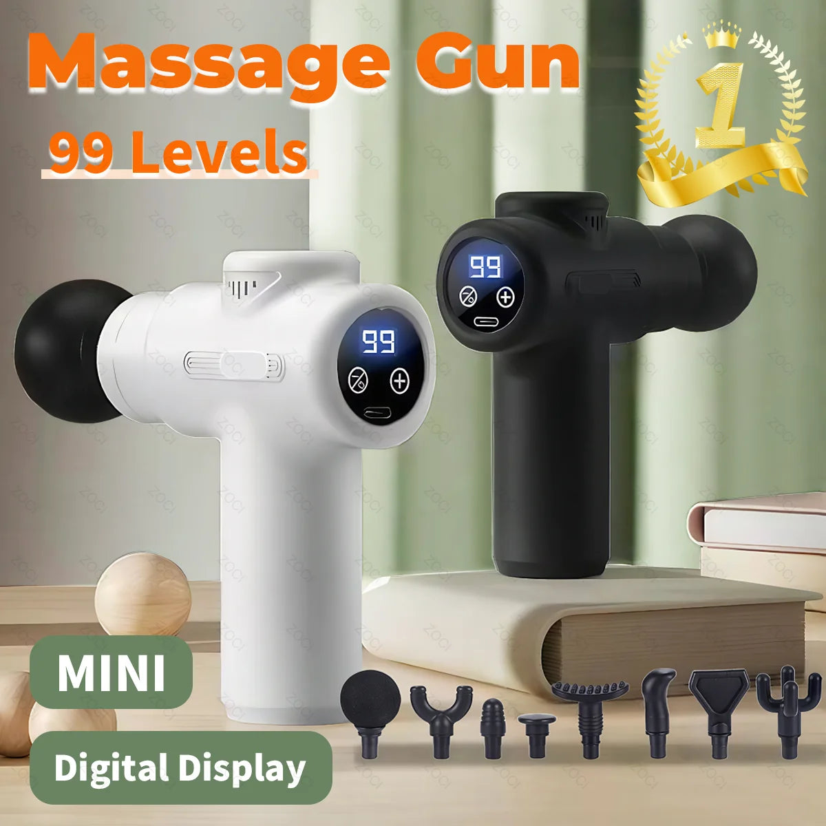 99 Levels Massage Gun Mini Deep Tissue Vibration Muscle Massager Portable Handheld Fascia Gun Digital Display Massager for Body