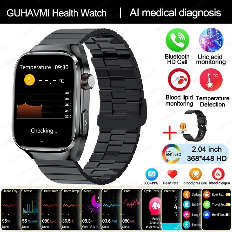 Xiaomi Blood Pressure Uric Acid Body Fat Smartwatch Micro Physical Examination Organ Health Watches Bluetooth Call Smart Watch