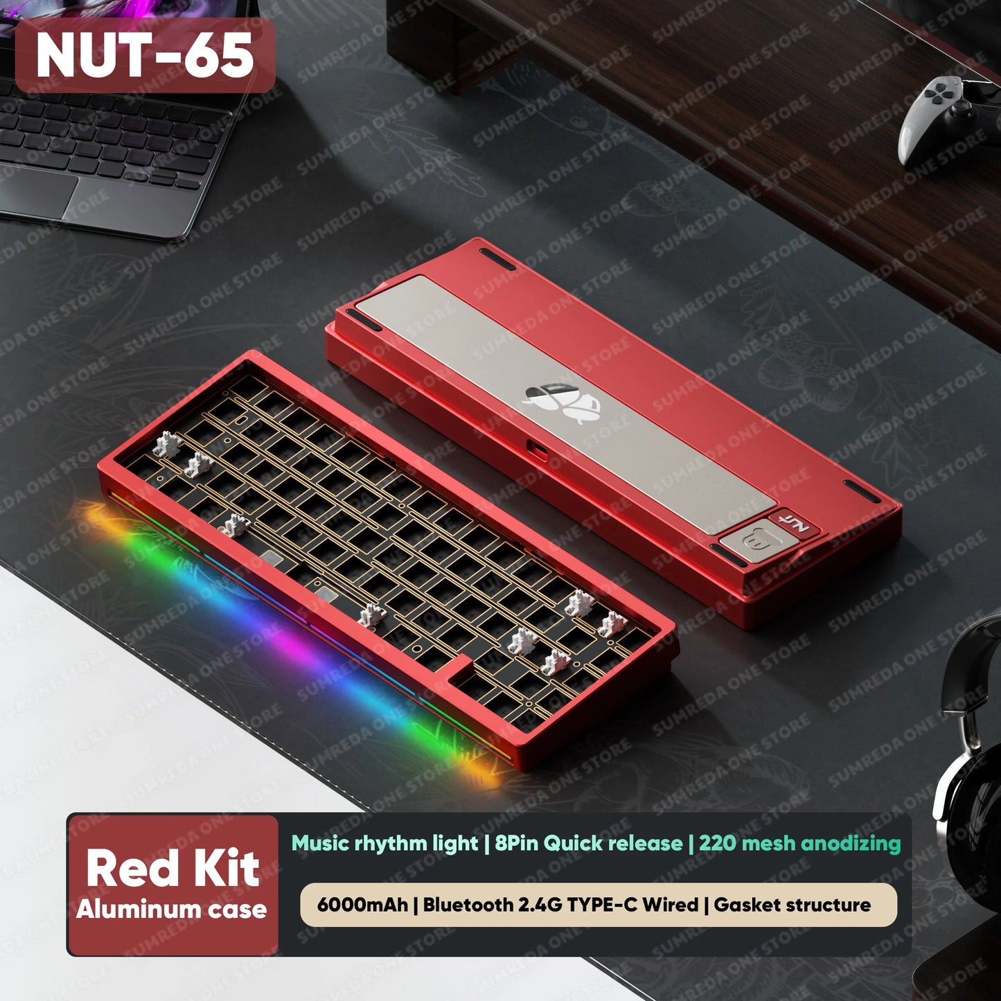 Lucky65 V2 NUT65 Sugar65 Weikav Lucky 65keys Mechanical Keyboard Aluminum 3-Mode Rgb Hot Swappable Custom Wired Gaming Keyboard