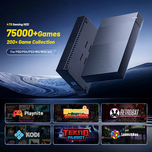 4TB Gaming HDD 75000+ Retro Vidoe Game WIIth Hyperspin Retrobat Launchbox  Playnite WIIth  For PS5/PS4/PS3/PS2/PSP/DC