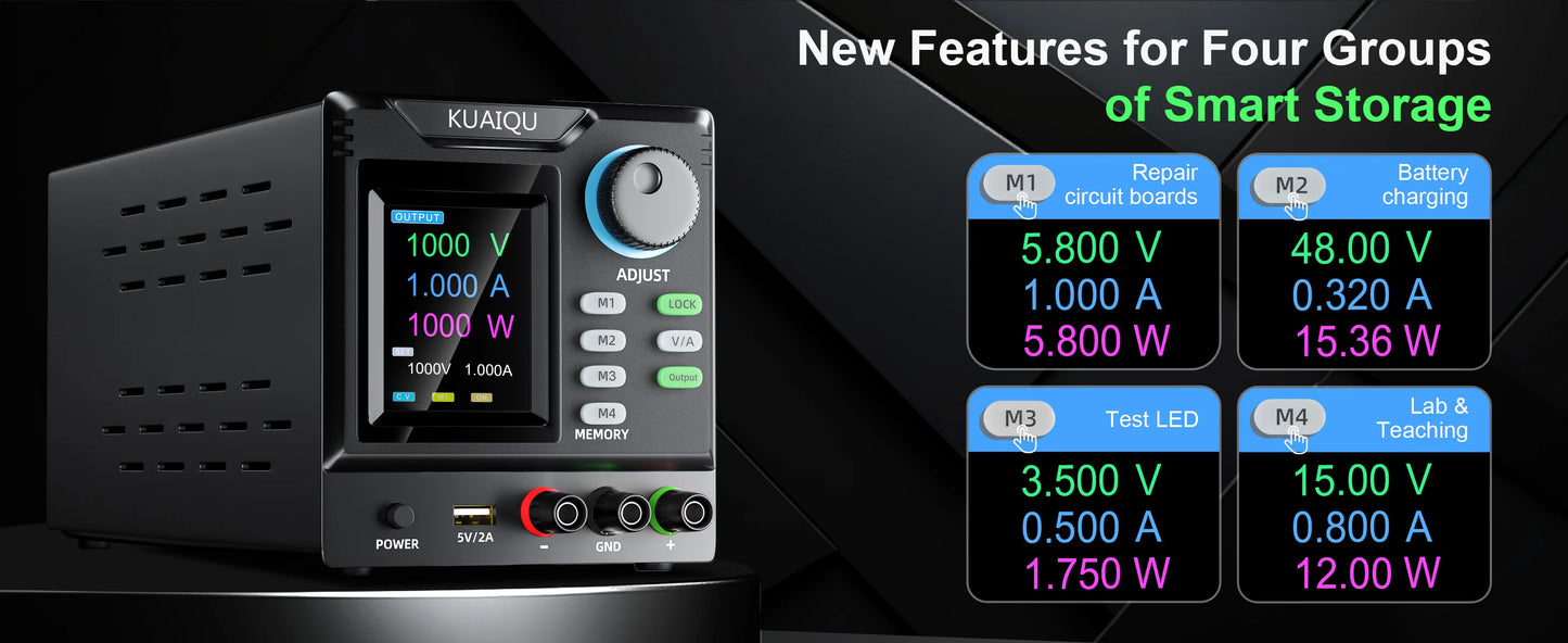 KUAIQU 1000V Adjustable DC Power Supply With RS232 Software Control Programmable Lab Bench Power Supply Voltage Regulator Switch