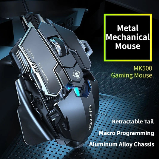 MK500 RGB Backlight Wired Mechanical Mouse 12800DPI Adjustable Macro Programming E-Sport Ergonomic Gaming Mouse For PC Laptop