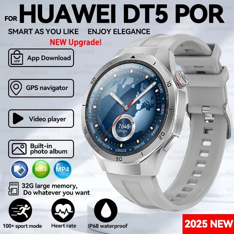 For HUAWEI GT 5 Pro 2025 New SmartWatches 32Gb Memory MP3&MP4 APP Download AGPS Navigation map Bluetooth call NFC SmartBracelet