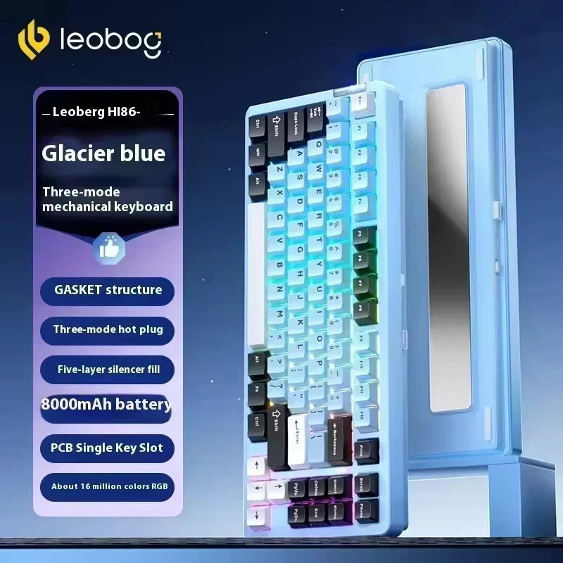 LEOBOG Hi86 Mechanical Keyboard Three-mode Aluminum Alloy Hot-Swap RGB Light Gasket Game Keyboard Customized Esports Accessories