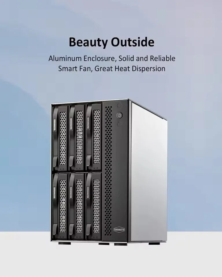 TERRAMASTER T6-423 6Bay NAS-High Performance for SMB with QuadCore CPU 4GB DDR4, 2.5GbE Portx 2,Network Storage Server(Diskless)