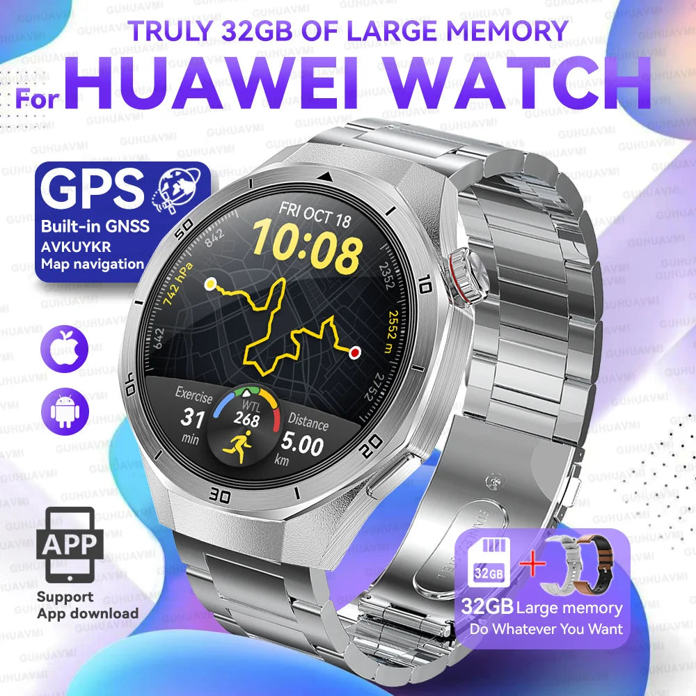 For HUAWEI GT 5 Pro 2025 New Smart Watches HD Sapphire Screen 32Gb Memory AGPS Navigation HD Video Bluetooth Call Smart Bracelet