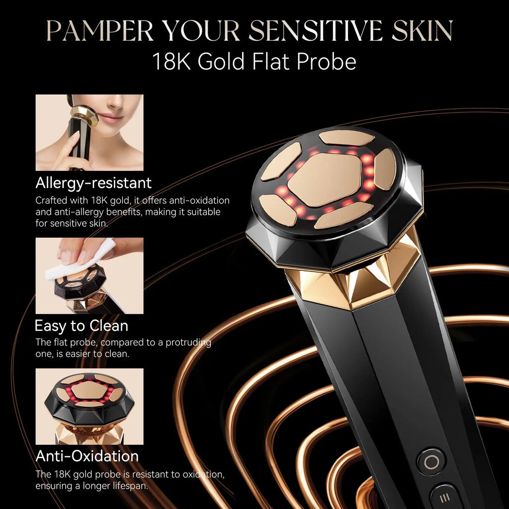 ANLAN Multifunction Skincare Device Pro 18K Gold Face Radio Frequency With Hot Cold EMS Facial Lifting Beauty Skin Care Massager