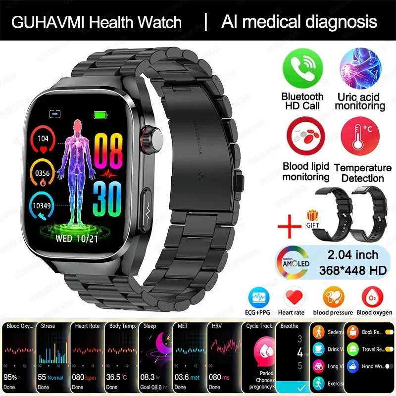 Xiaomi Blood Pressure Uric Acid Body Fat Smartwatch Micro Physical Examination Organ Health Watches Bluetooth Call Smart Watch