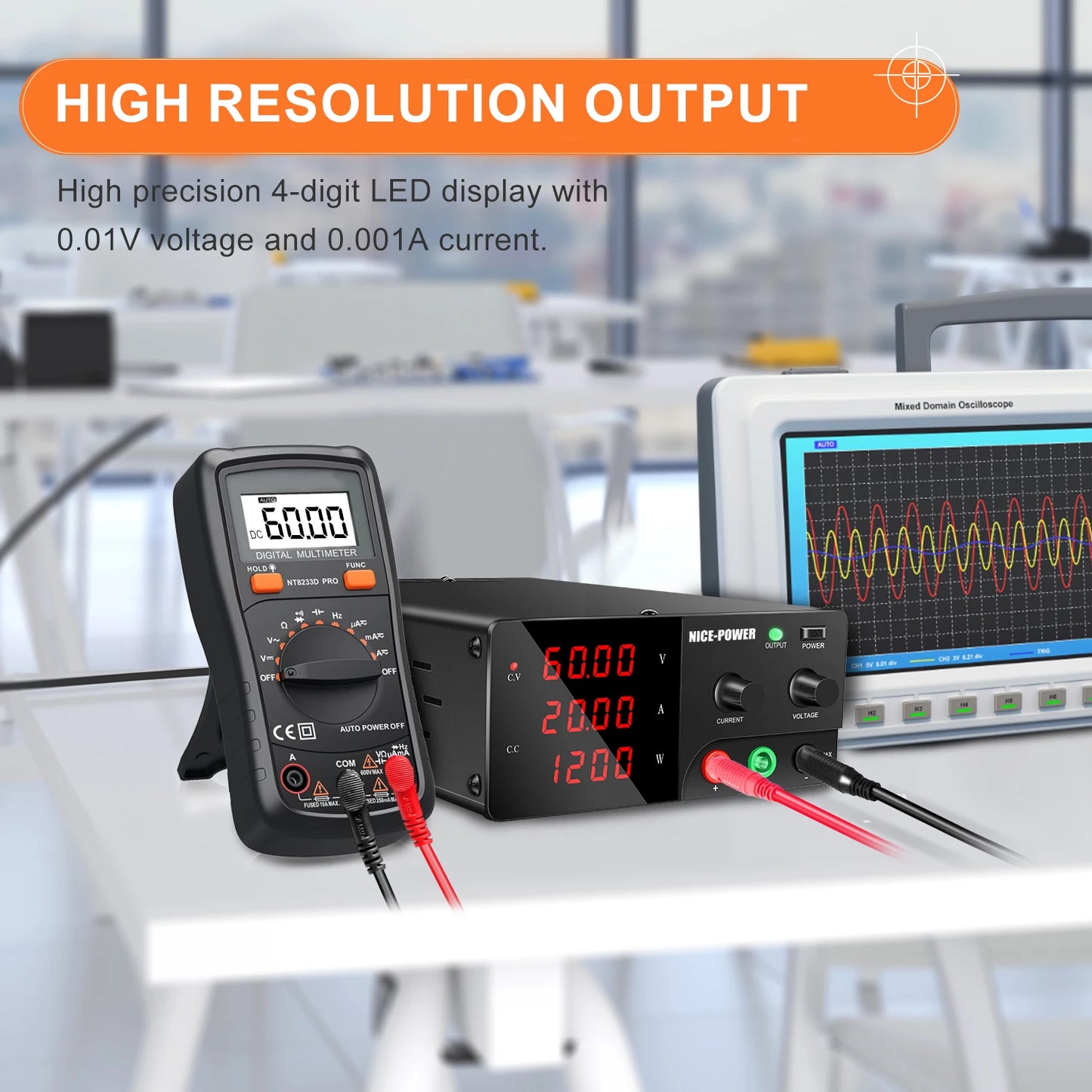 NICE-POWER 1200W 3000W DC Adjustable Power Supply Lab Bench Source 30V 60V 100V 200V 300V10A 30A 60A 80A 100A Voltage Regulator