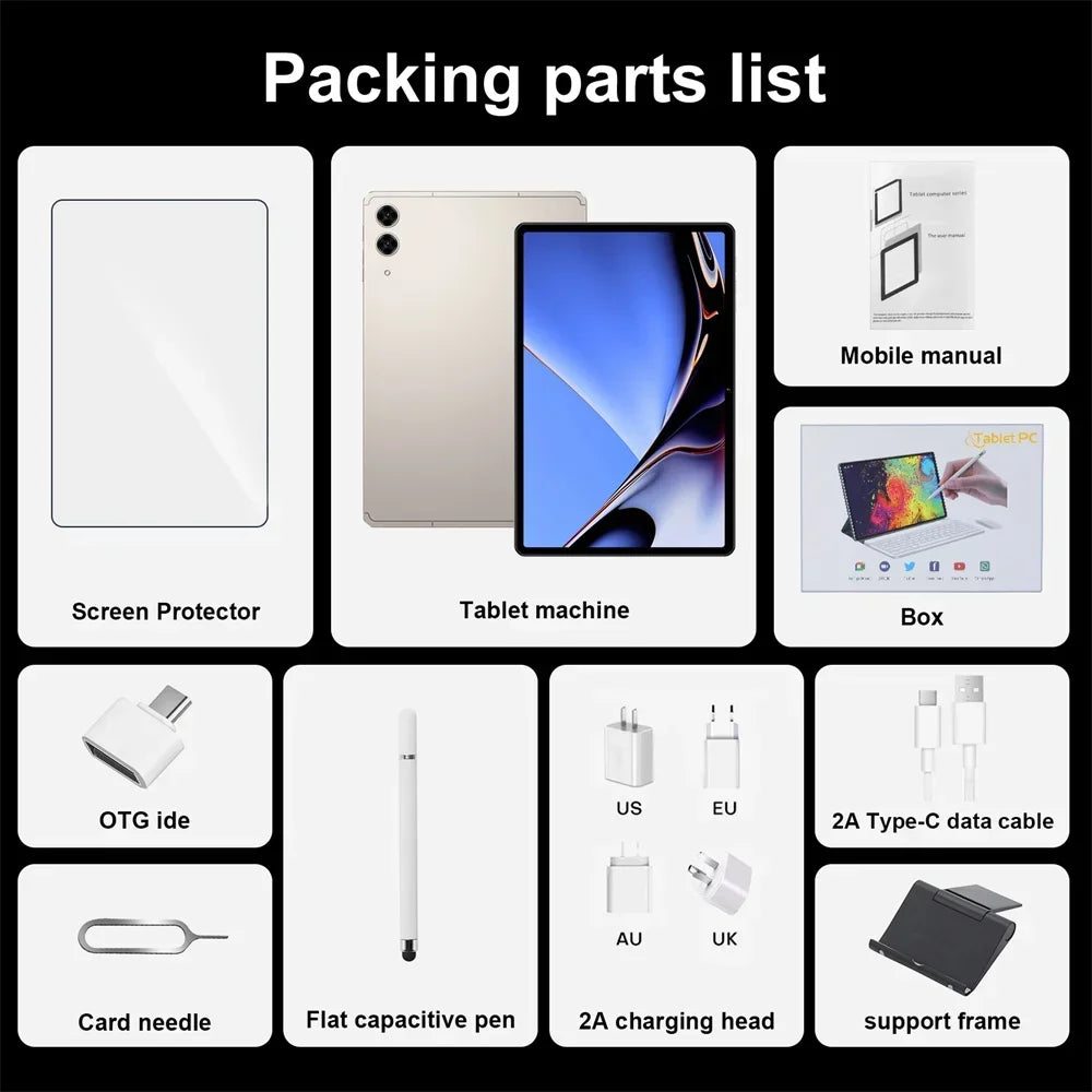 2025 Pad 7s Pro Tablet 10.1 inch Android 15 16GB+1TB 10000mAh Battery Tablets PC Global Version 5G WIFI Dual SIM Tab For Kids