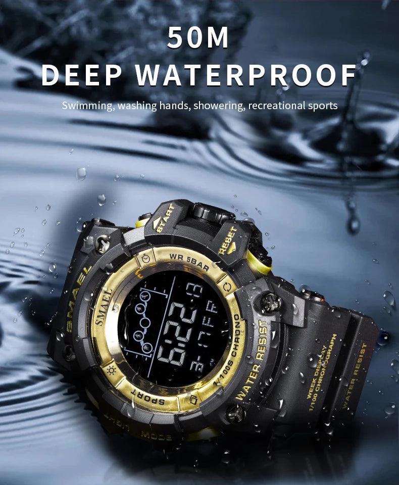 SMAEL Digital Watches Sports for Men 50m Waterproof LED Watches 8082 Men;s Wristwatches Digital  Clock Mens Sport Watches