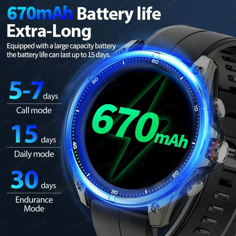 New GUHAUVMI GPS 670mAh Large Battery Durable Adult Smart Watch GPS Compass Altimeter Waterproof BT Call Sports Smartwatch Men