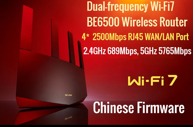 4*2.5Gbps RJ45, IEEE 802.11be WiFi-7 Router BE6500 WiFi7 Wireless Mesh Router Dual-frequency Wireless Router 2.4G 689M, 5G 5765M