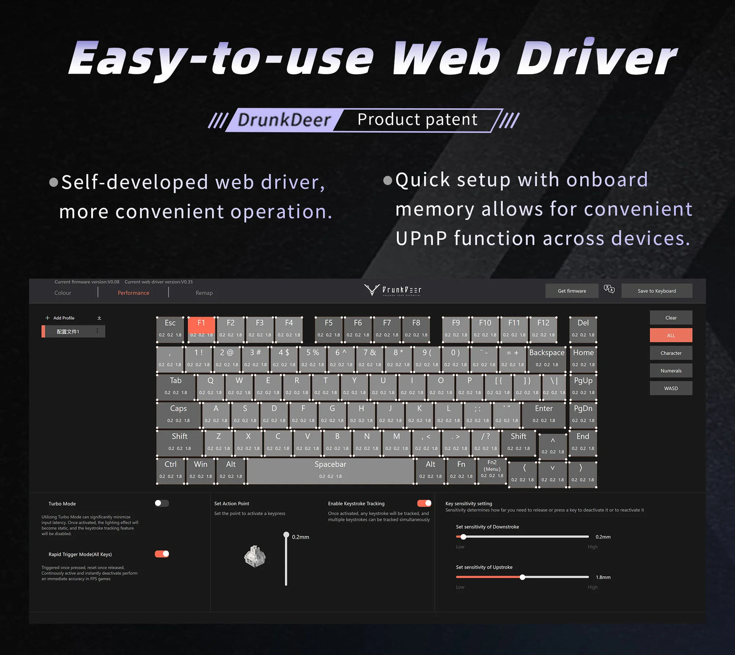 DrunkDeer A75 Pro HE Magnetic Switch Gaming Keyboard Rapid Trigger Wired RGB Mechanical Keyboard Hot-Swap Gasket Mount