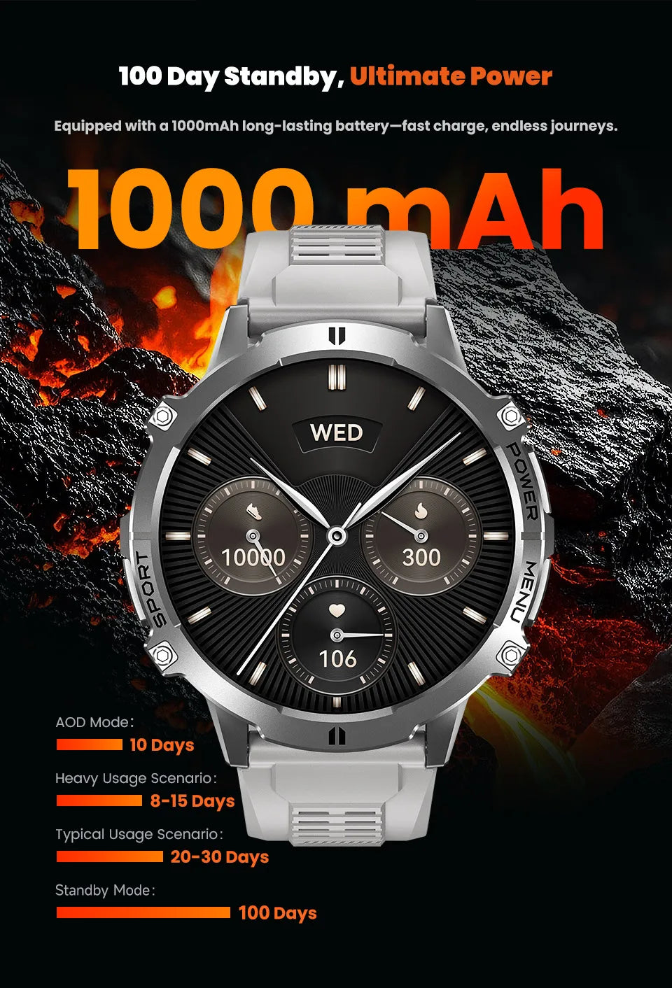 Xiaomi 2026 battery AMOLED screen Outdoor sports smartwatch men's watch compass 10ATM waterproof Bluetooth call smartwatch
