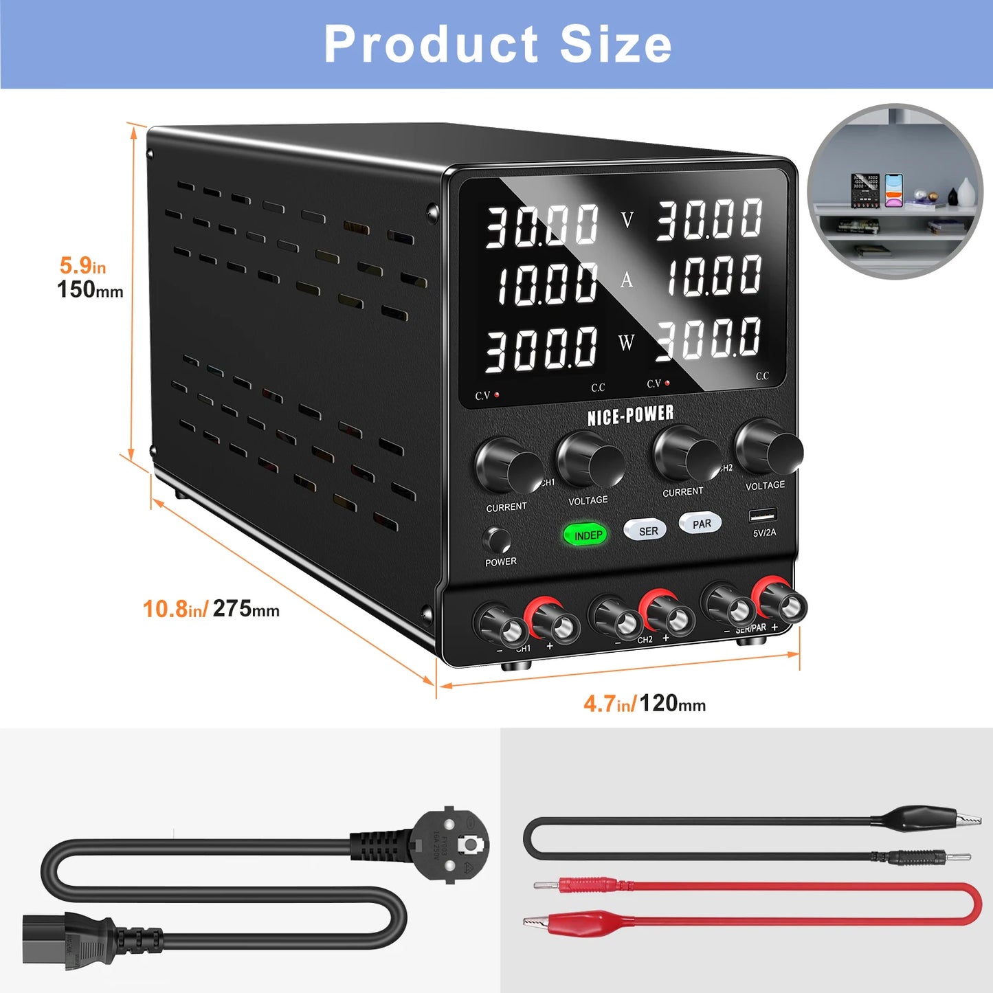 30V 10A DC Power Supply Adjustable Digit Display Dual Channel Lab Power Supplies Voltage Regulator Multiple Output 120V3A 60V5A