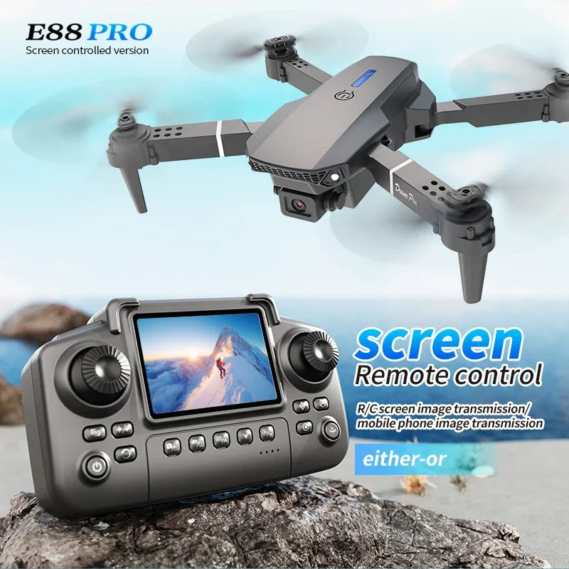 E88 Pro RC Drone WiFi FPV Height Hold Foldable Obstacle Avoidance 4K Wide-Angle HD Camera Quadrotor Helicopter Children's Toys