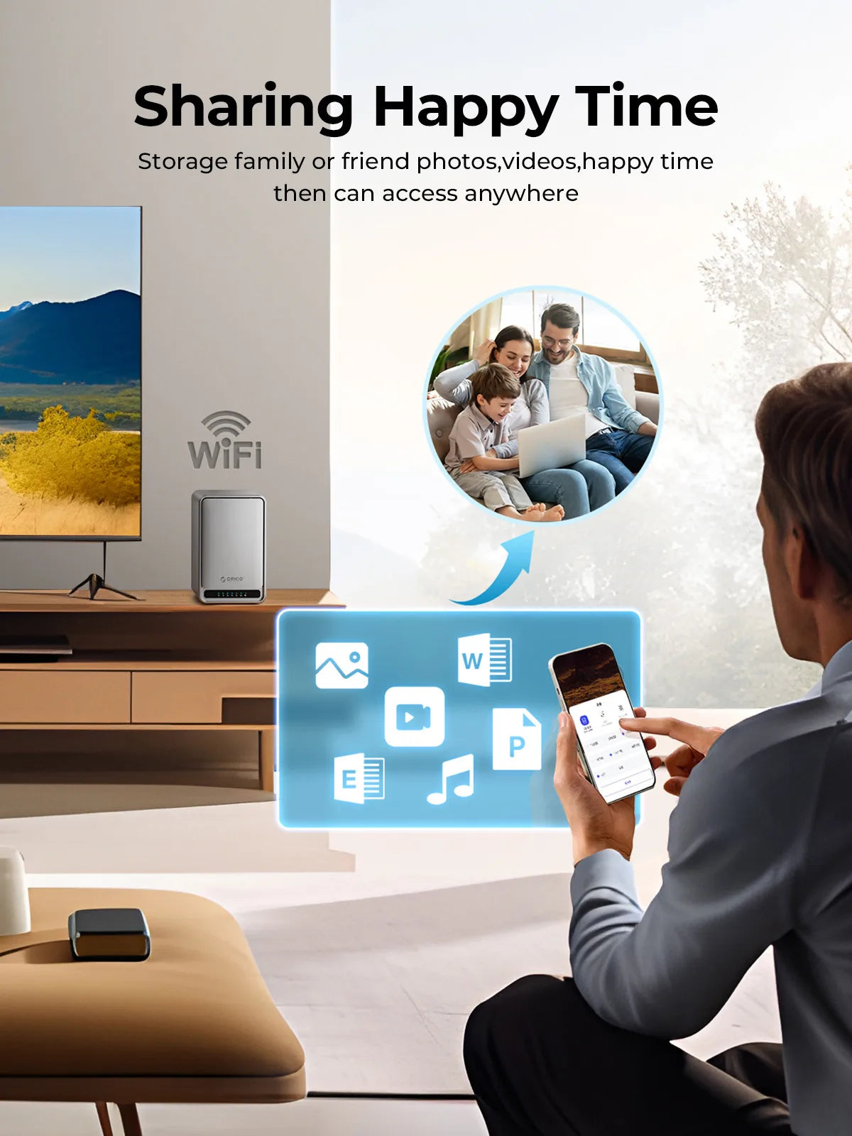 ORICO USB 3.2 MetaCube Household Storage SATA NAS 2/5 Bay HDD/SSD Enclosure 40TB/100TB House Personal Cloud Serve Smart Backup