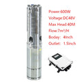 600W DC48V Solar Deep Well Pump with MPPT Controller 100% Stainless Steel Impeller Solar PV Submersible Pump 4"MaxFlow 7m³/H 40M