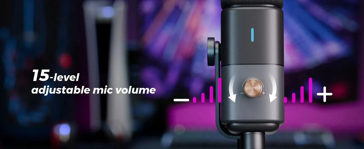 NearStream Condenser USB XLR Microphone Desktop Plug-and-Play Professional Mic pc for Gaming Streaming podcast studio Recording