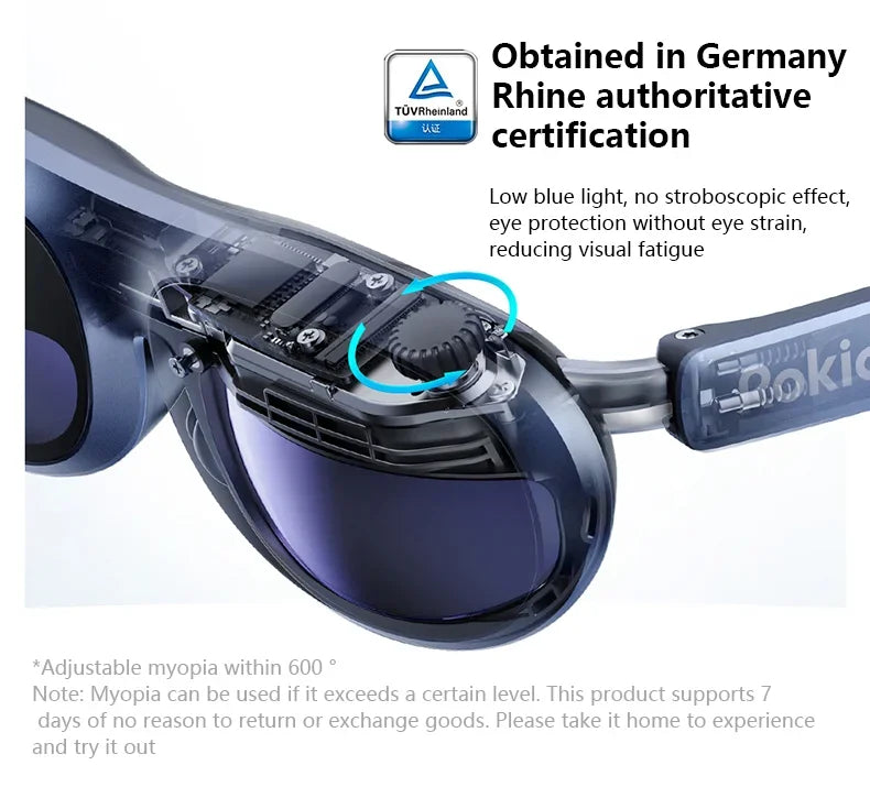 Rokid Max AR Smart Glasses Micro OLED 3D 215”Max Giant Screen Theater Viewing For Phones/Switch/PS5/Xbox/PC