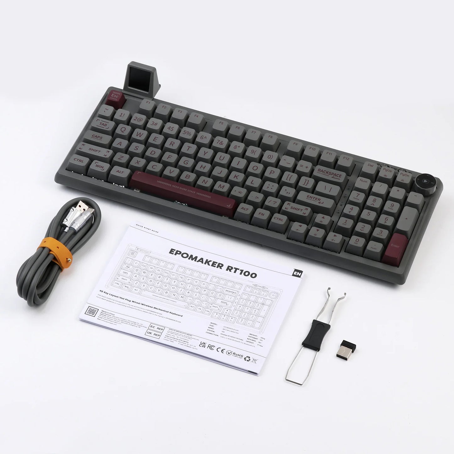 EPOMAKER RT100 97key 95% Bluetooth 5.0/2.4G Wireless/Wired Mechanical Keyboard Customizable Mini Display Gasket-mounted