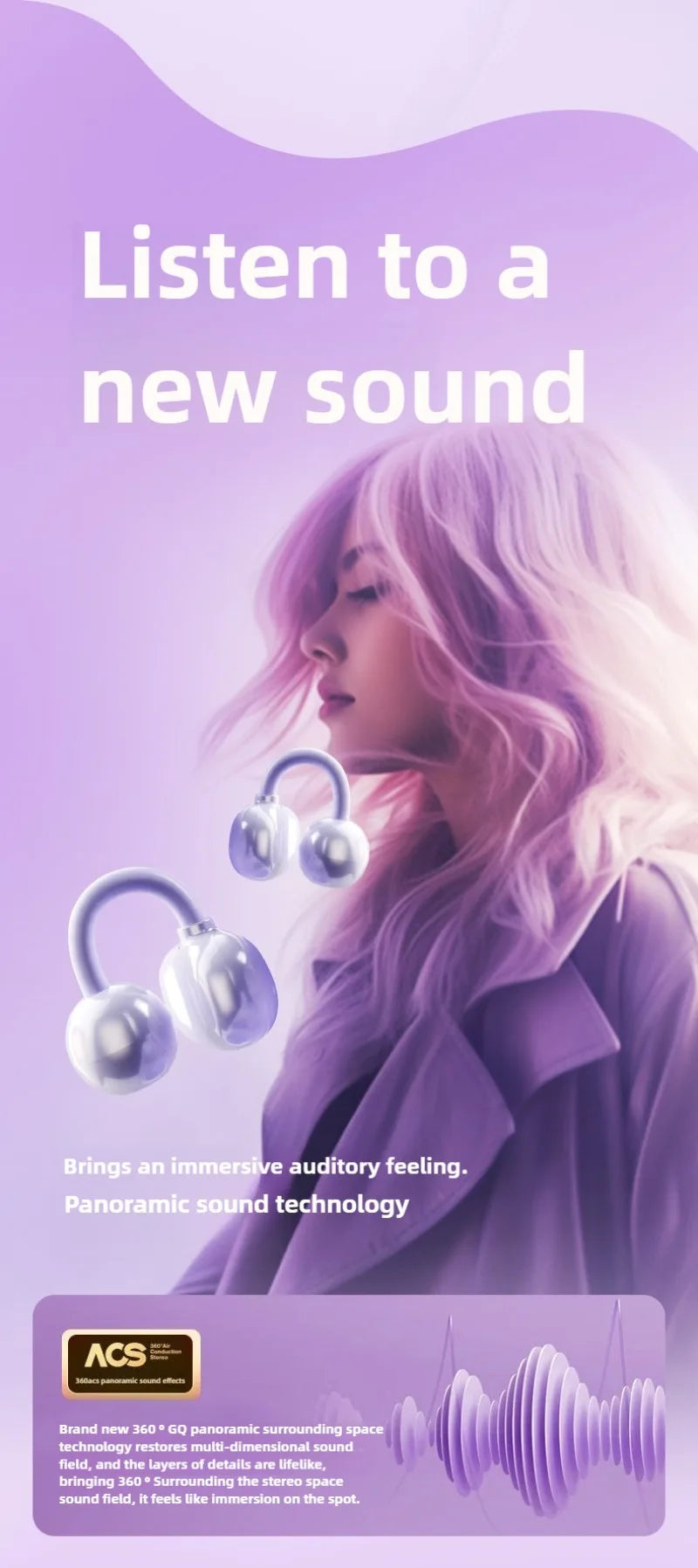 Open Ear Wireless Earphones 144 language Real Time Translator Ear Clip Earbuds Bluetooth Clip On OWS Sports Headphones HD Call