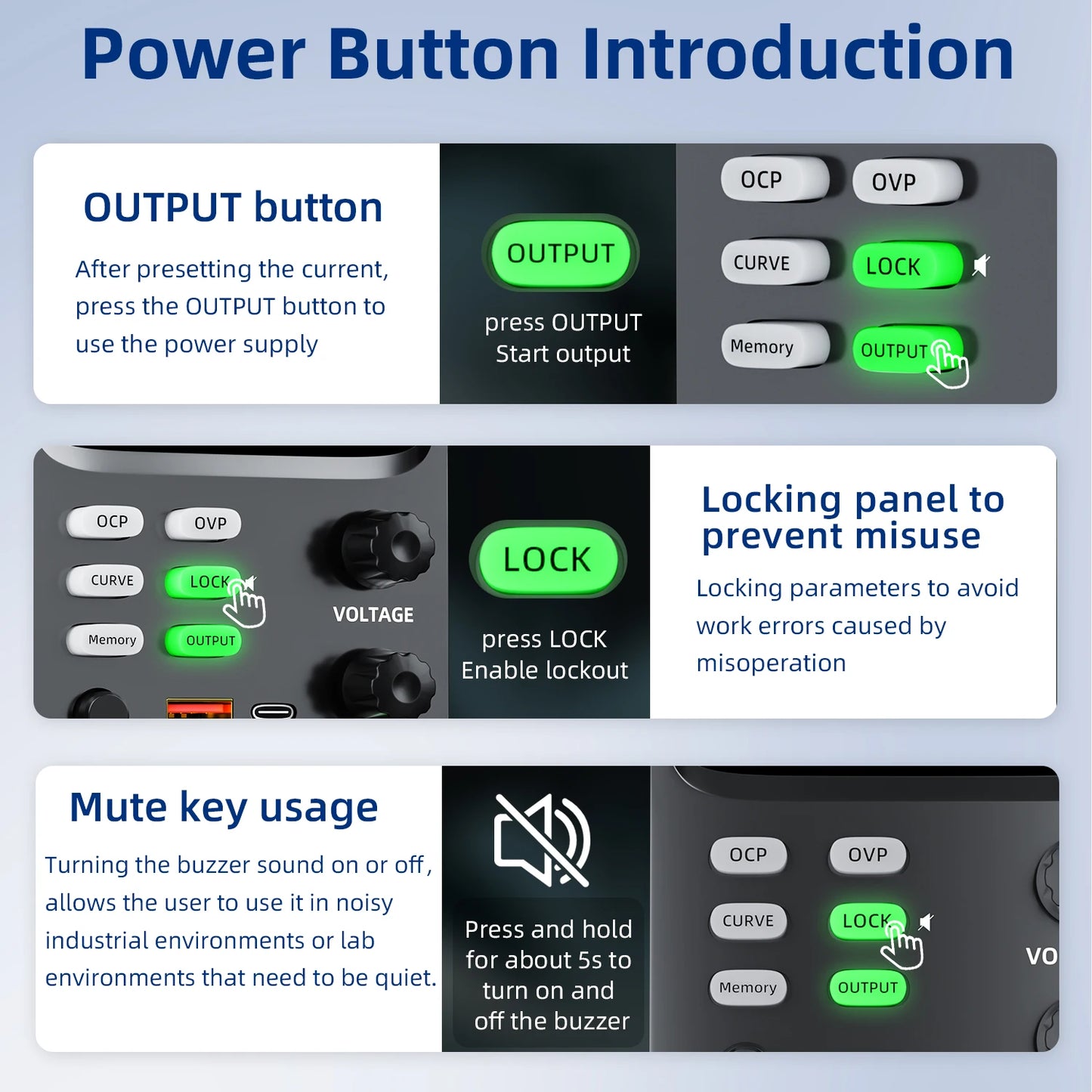 KUAIQU 5 Digits Programmable Adjustable Power Supply 30V 10A,Battery Simulation Tester,Real time Curve Display Voltage Current