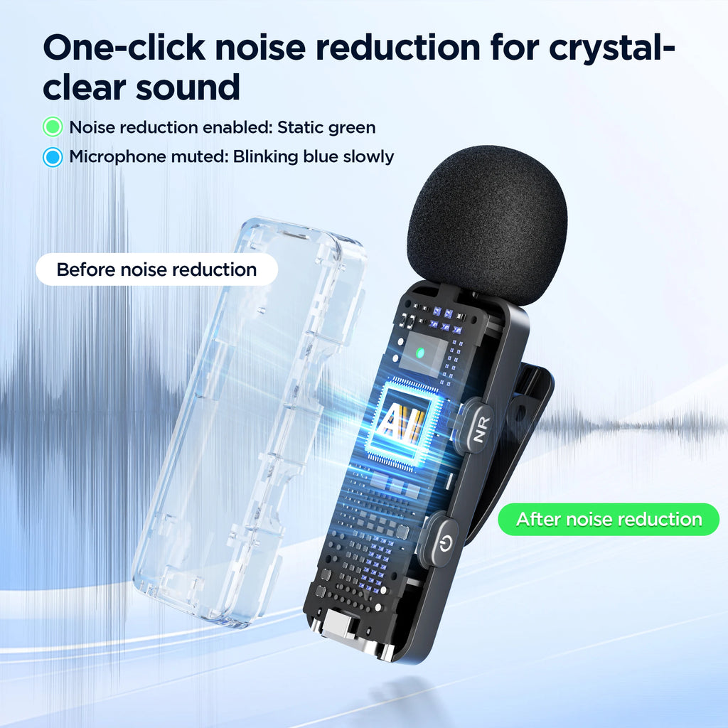 BOYA V3 Professional Wireless Lavalier Microphone Kit Compatible with Android and DJI Pocket 3 Type-C USB-C livestreaming, vlog