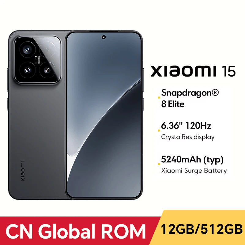 CN Global ROM Xiaomi 15 256GB/512GB Snapdragon 8 Elite 6.36”1.5k OLED Screen 5400mAh Battery 90W Wired Charge 50MP+32MP Camera