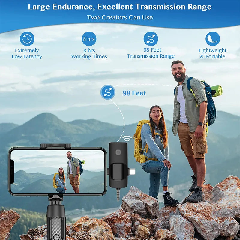 3 In 1 Wireless Lavalier Microphone for Android 3.5mm for radio Live Recording Noise Reduction Professional Mini Microph