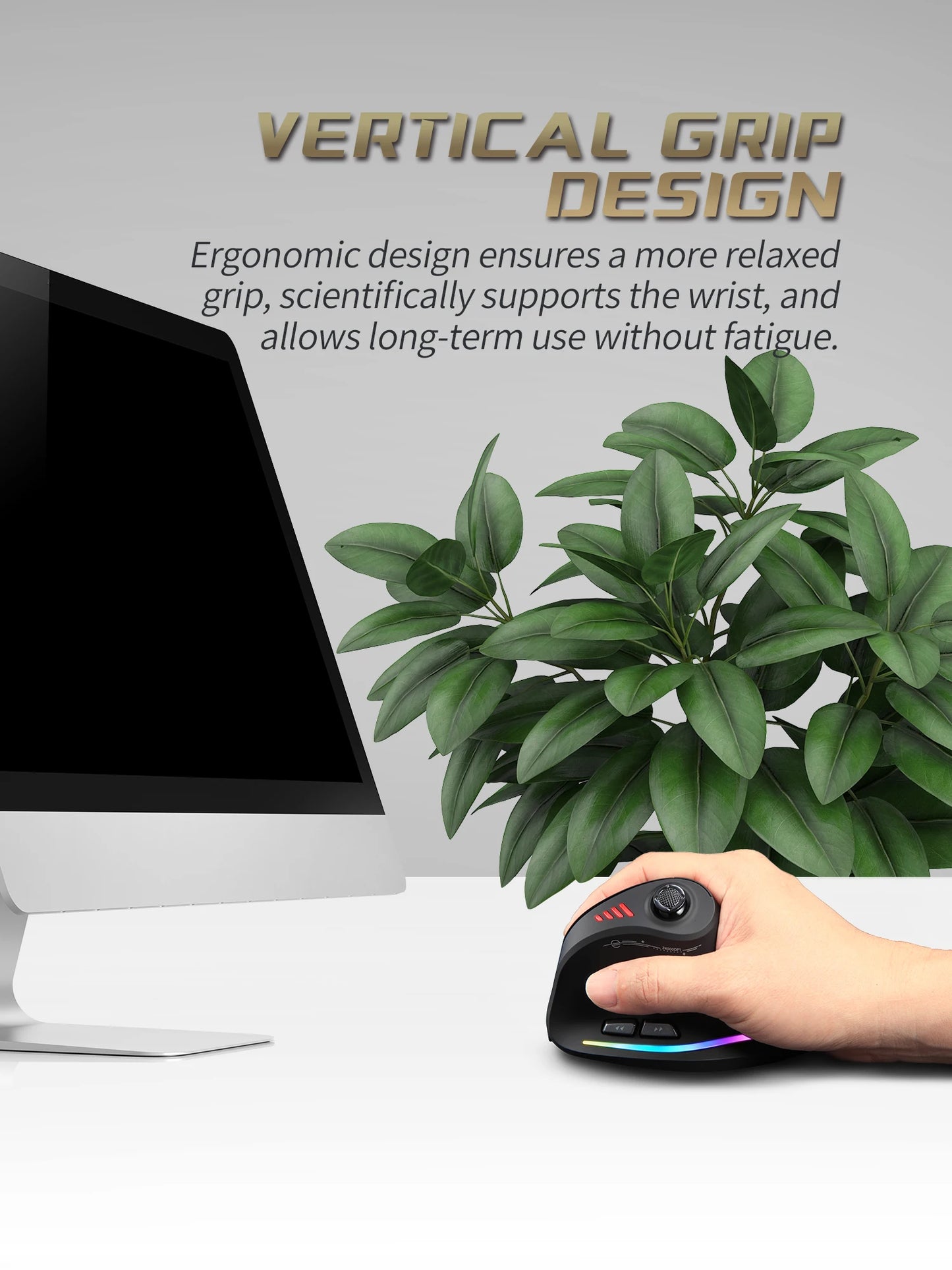 ZELOTES F18 Vertical Ergonomic Mouse 2.4G Wireless Mouse Bluetooth 24000DPI with Programming Gaming Mouse for PC Computer Laptop