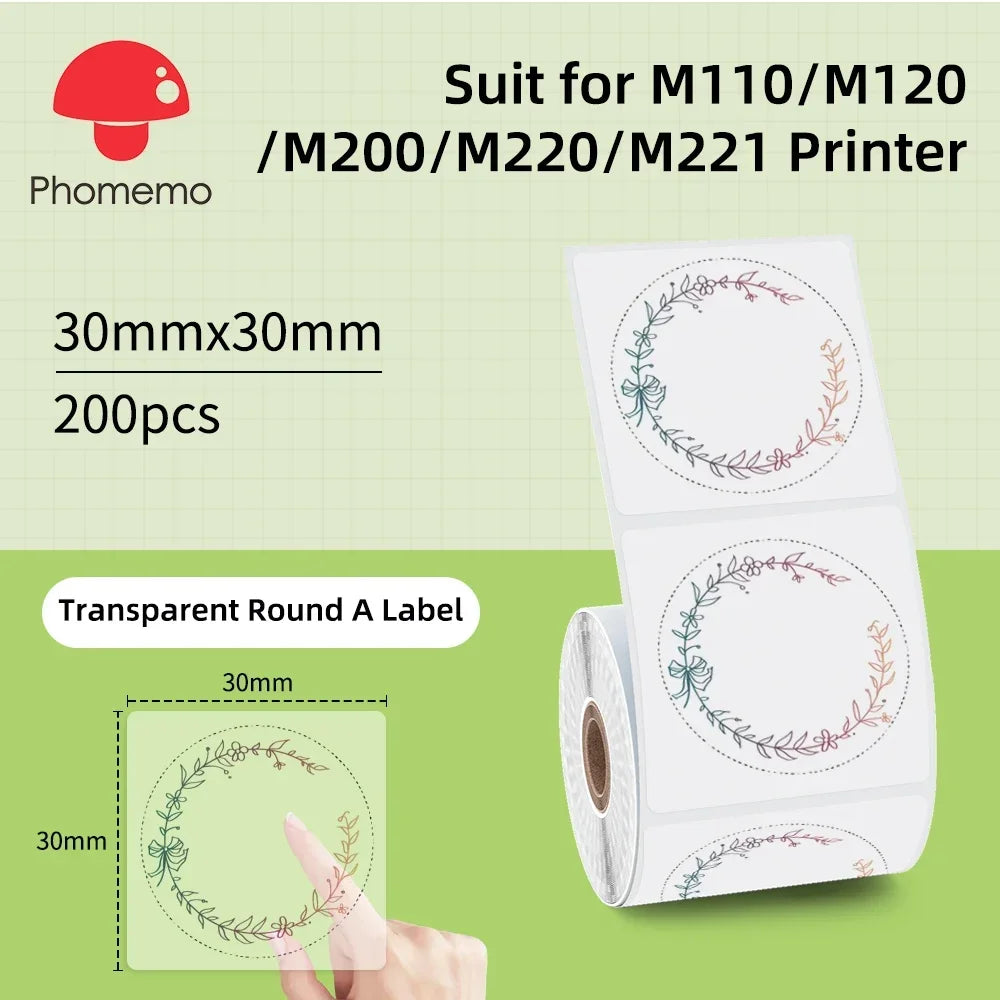 Phomemo M221 Label Printer Portable Thermal Maker Bluetooth Handheld Barcode QR Code Sticker Paper Rolls Labeller White 75mm Tag