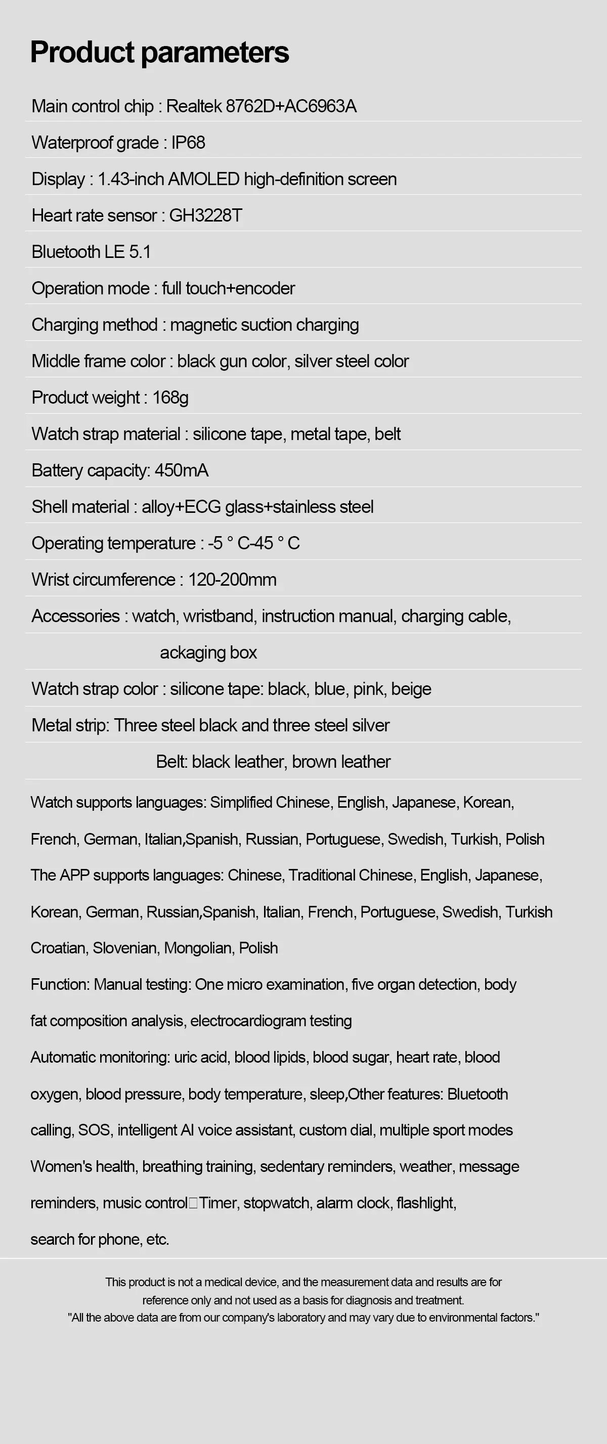 Xiaomi New Medical Grade Smart Watch Blood Sugar Blood Lipid Uric Acid ECG+PPG Body Temperature Bluetooth Call Health Smartwatch