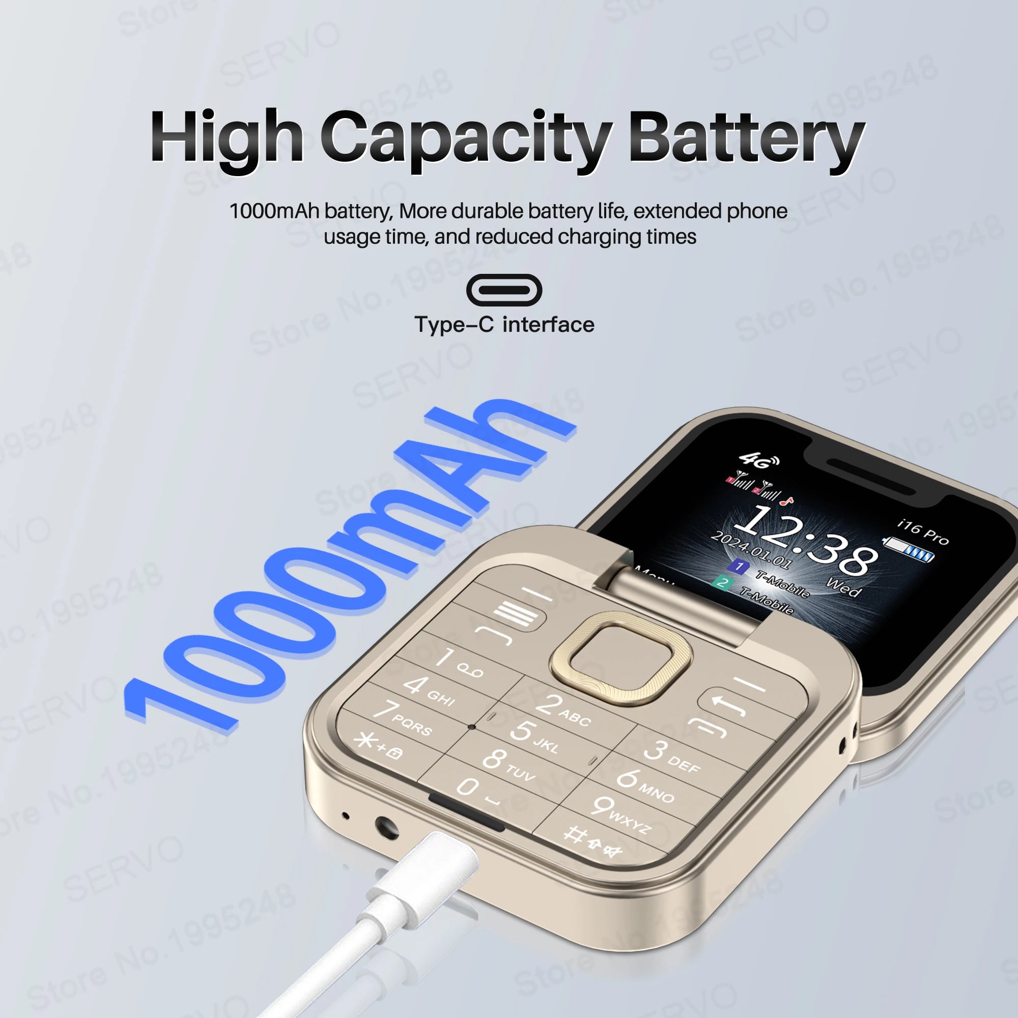 2025 NEW SERVO 4G LTE Cellular Folding Mobile Phone Dual SIM Card Speed Dial Magic Voice Call Recording Blacklist Flip Cellphone