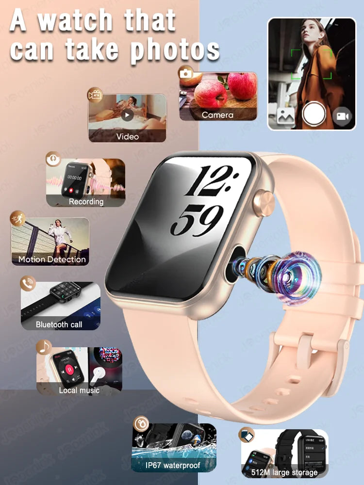New Smart Watch Women Men Camera Take Photo Record Video Heart rate Sports Fitness Waterproof Bluetooth Call For Android iOS