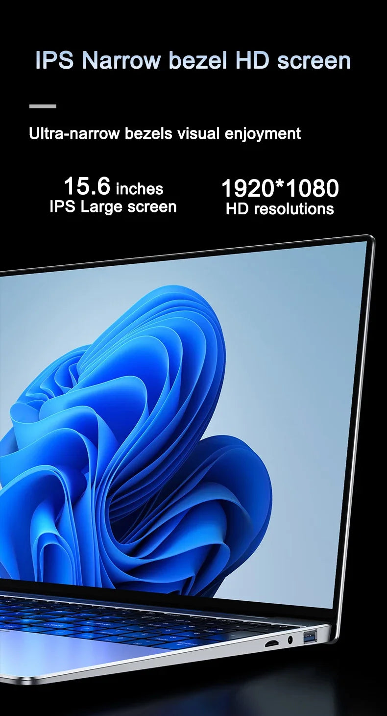 New Ultra Slim 15.6" Laptop N95 32GB RAM 2048GB SSD 7500mAh Battery  Notebook Gamer Office Study Computer PC Windows 11 Pro