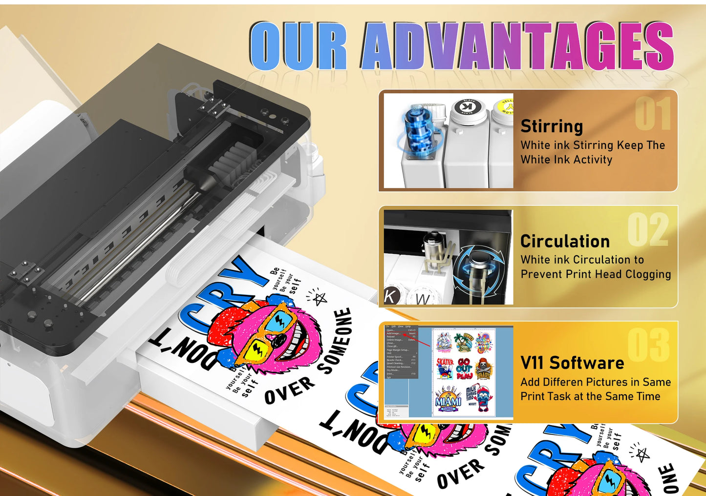 Colorsun A3 DTF Printer For Epson L1800 DTF Printing Machine Direct to Film Impresora A3 DTF Printers For T-Shirt Hoodies Fabric